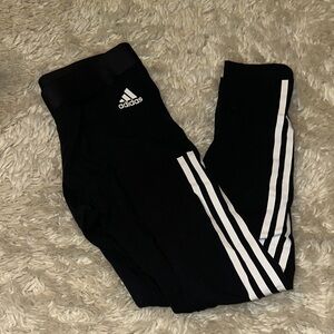 Adidas Women’s Black Leggings with White Stripes